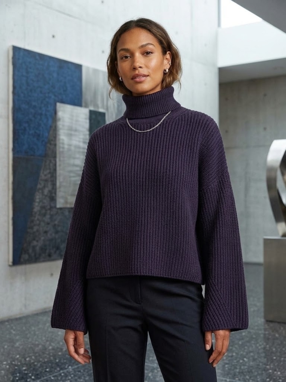 NWT Topshop Ribbed Turtleneck Sweater in Navy Ptp 28 Length20 Runs Large For XS